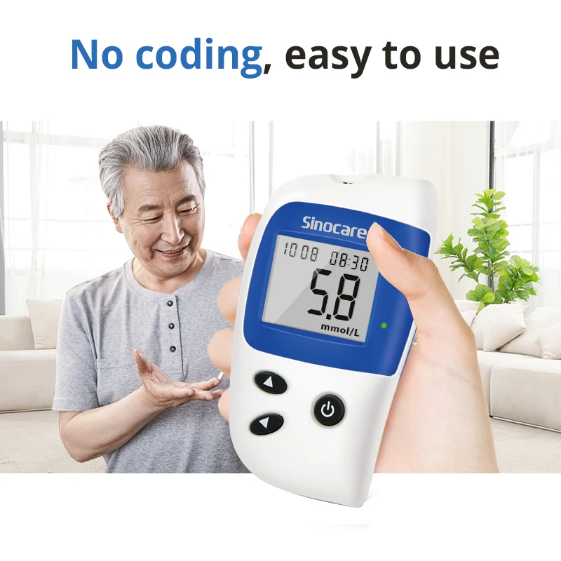 Sinocare Safe ACCU2 Blood Glucose Meter Blood Sugar Test Kit Diabetes Home Glucometer with 50pcs Strips or Only Strips
