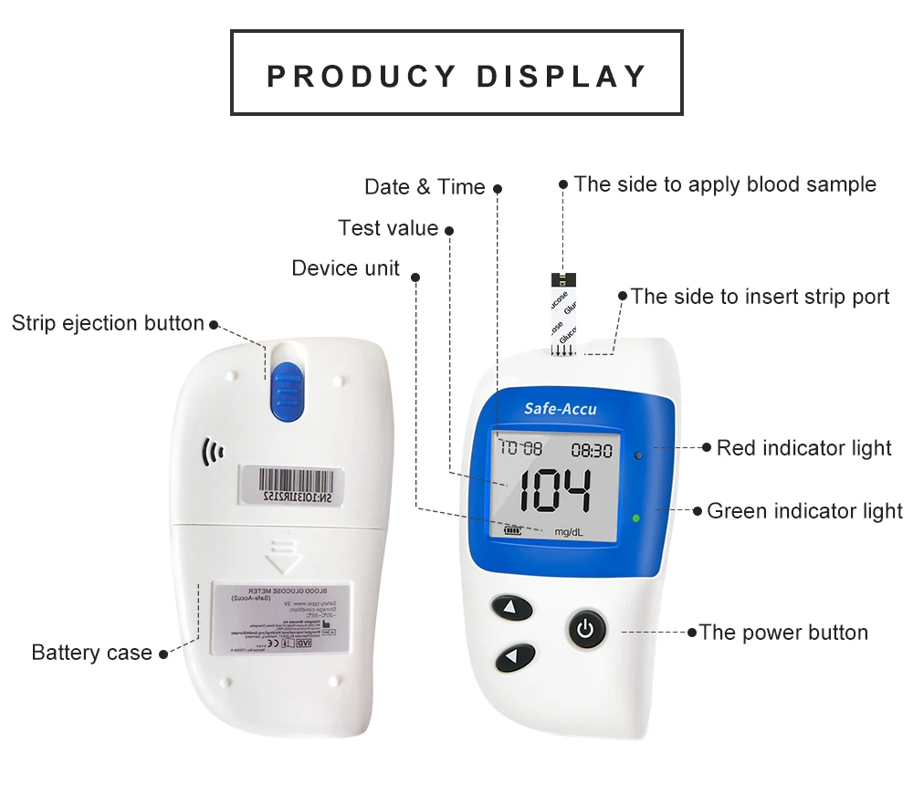 Sinocare Safe ACCU2 Blood Glucose Meter Blood Sugar Test Kit Diabetes Home Glucometer with 50pcs Strips or Only Strips