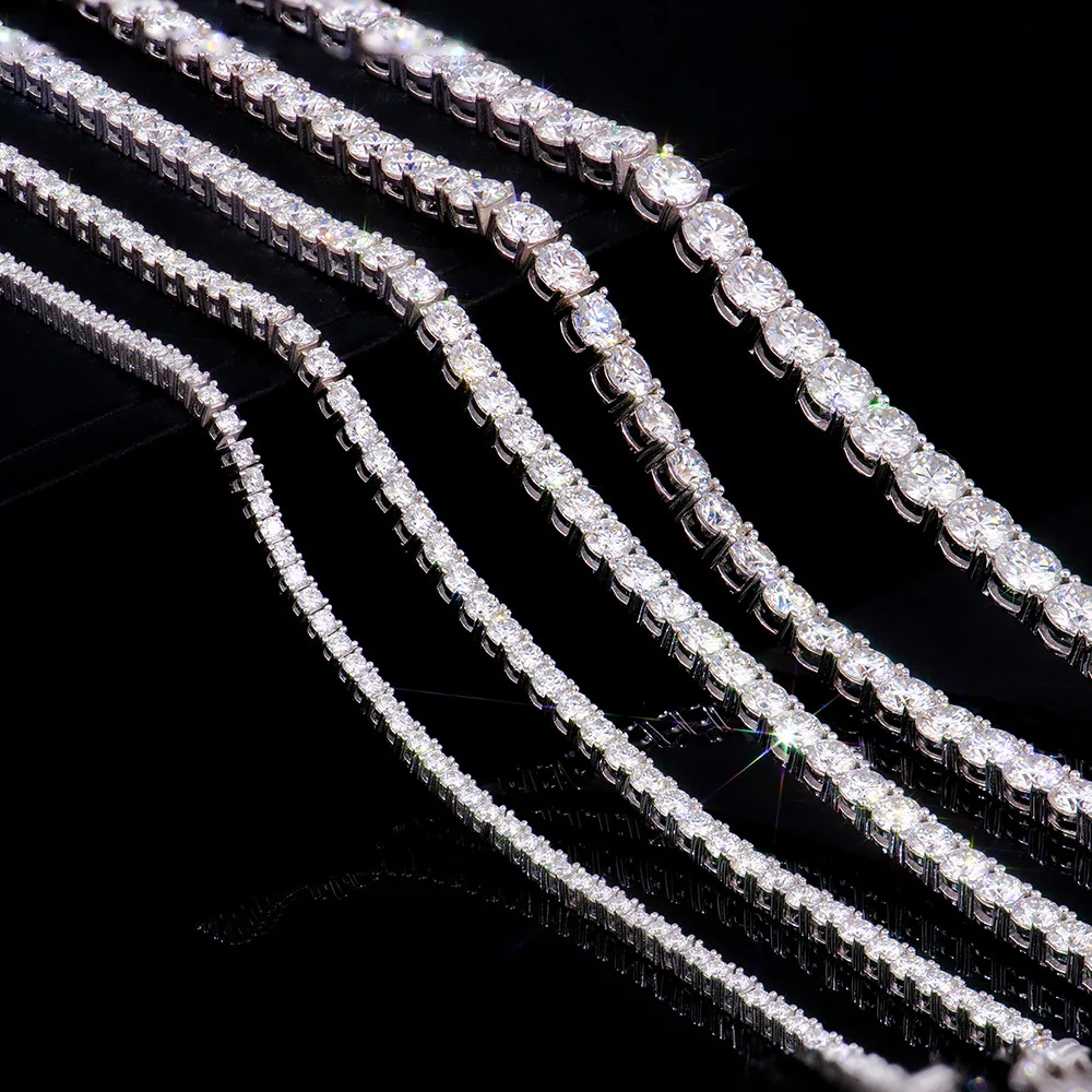 100% Real Moissanite Tennis Bracelet 925 Sterling Silver Plated 18K Gold with GRA Bracelet for Women Man Sparkling Party Jewelry