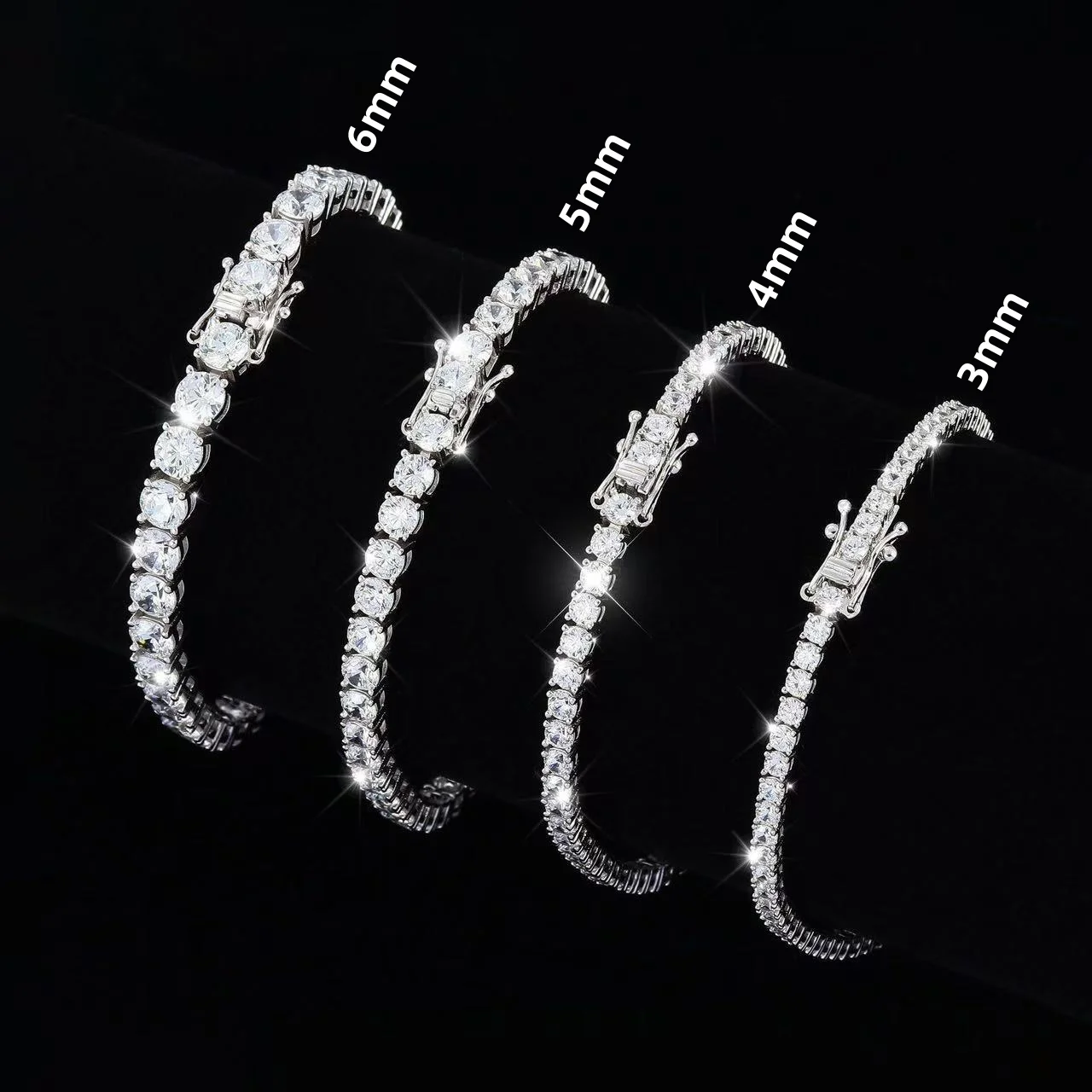 100% Real Moissanite Tennis Bracelet 925 Sterling Silver Plated 18K Gold with GRA Bracelet for Women Man Sparkling Party Jewelry