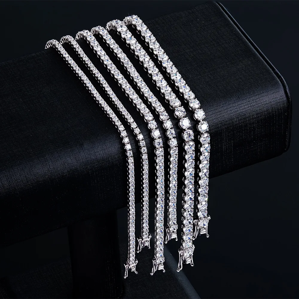 100% Real Moissanite Tennis Bracelet 925 Sterling Silver Plated 18K Gold with GRA Bracelet for Women Man Sparkling Party Jewelry