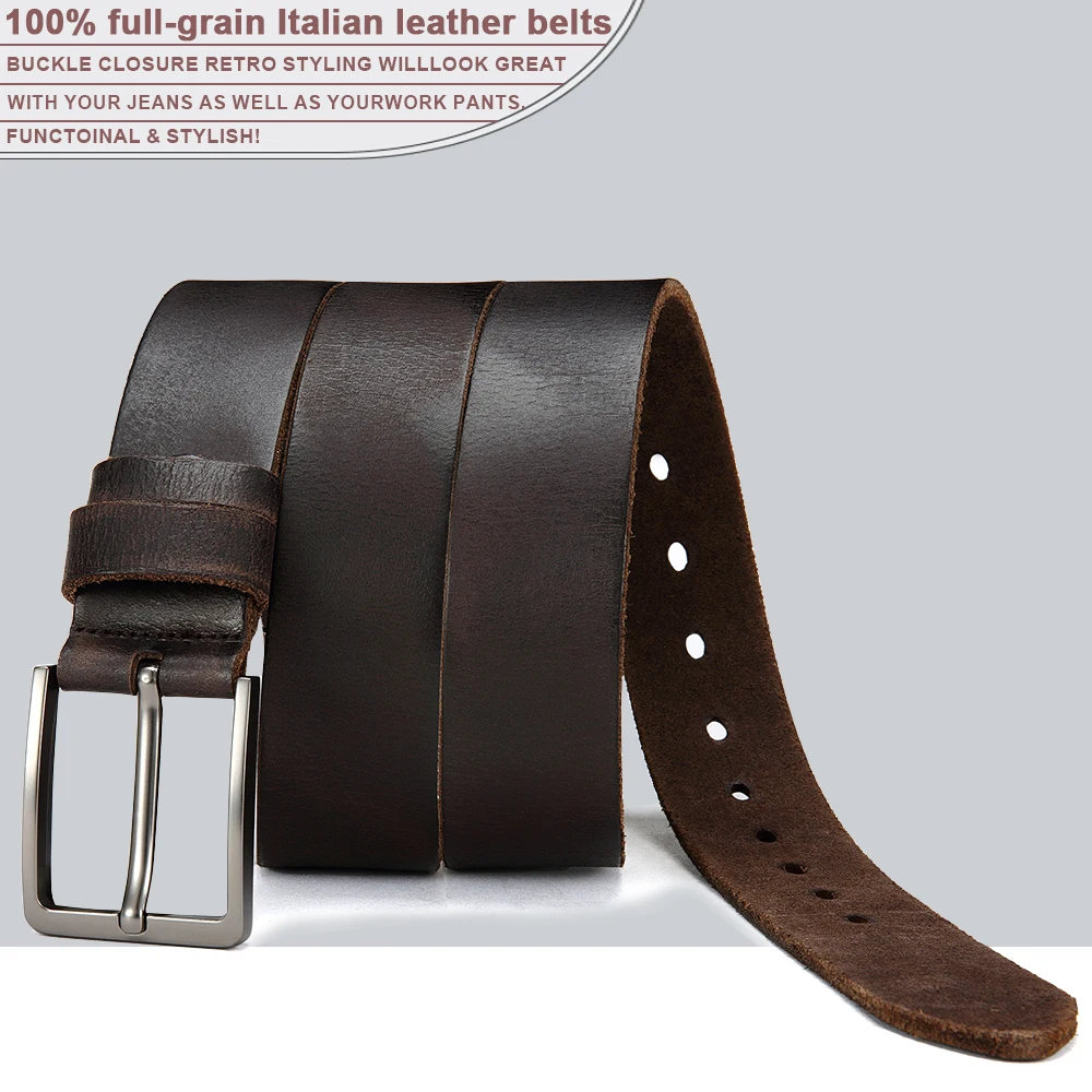 Genuine Leather For Men's High Quality Buckle Jeans Cowskin Casual Belts Business Cowboy Waistband Male Fashion Designer