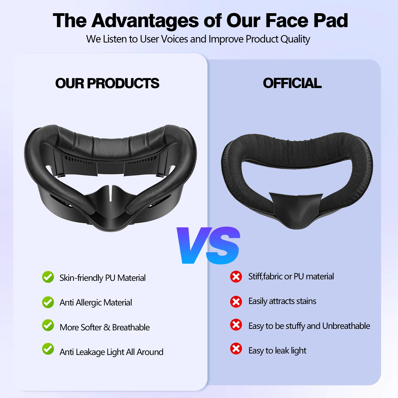 2025, Oculus Quest 3 Face Interface and Mask Pad, Anti-Sweat PU Foam Pad - VR Accessory Compatible with Meta Quest 3
