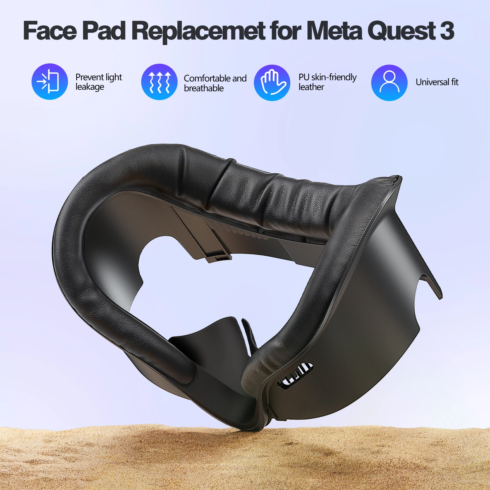 2025, Oculus Quest 3 Face Interface and Mask Pad, Anti-Sweat PU Foam Pad - VR Accessory Compatible with Meta Quest 3