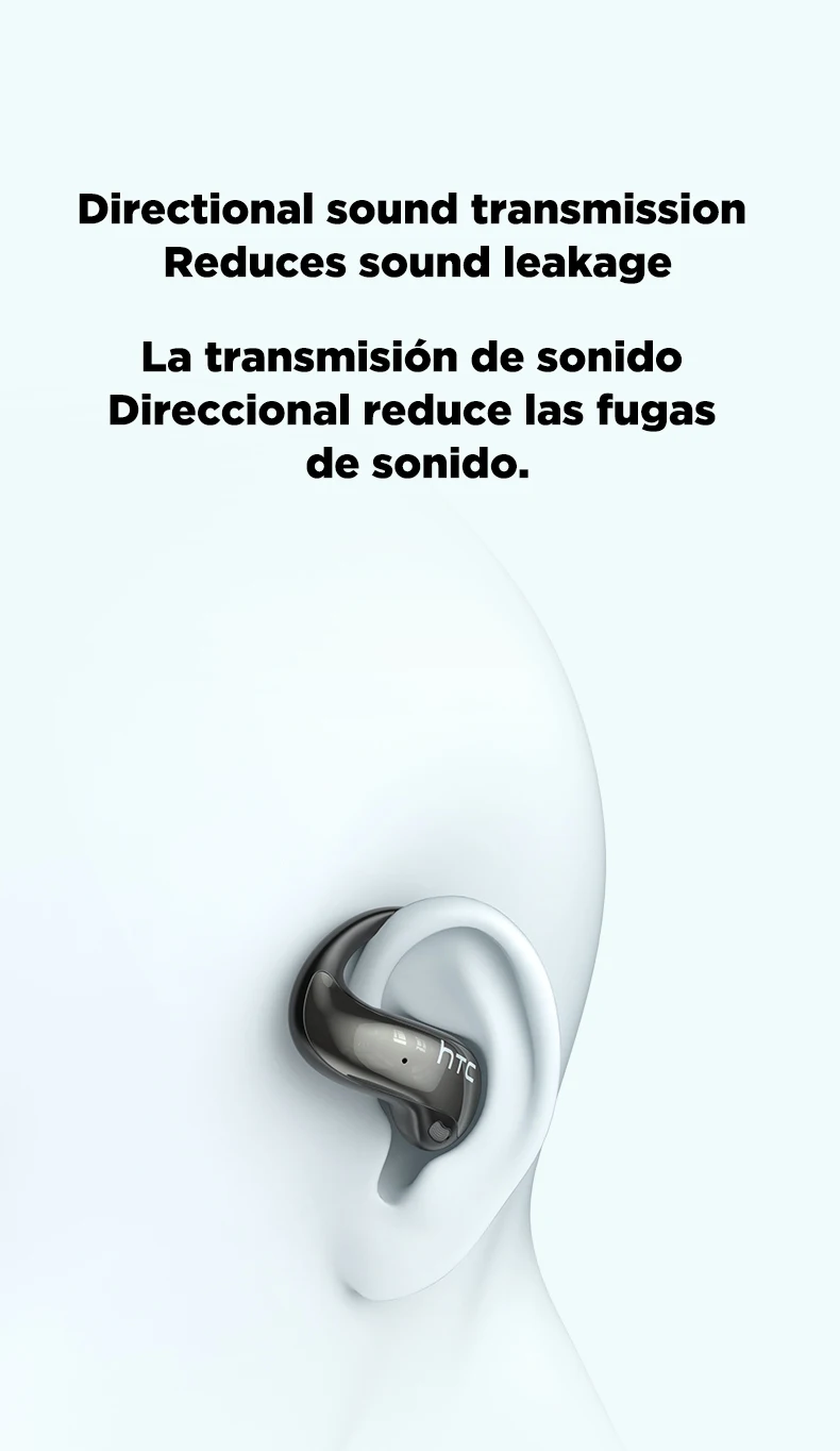HTC NE19 Bluetooth Earphones AI OWS Sports Wireless Headphones with Mic Powerful Bass AI Translator Earbuds Waterproof Long Life