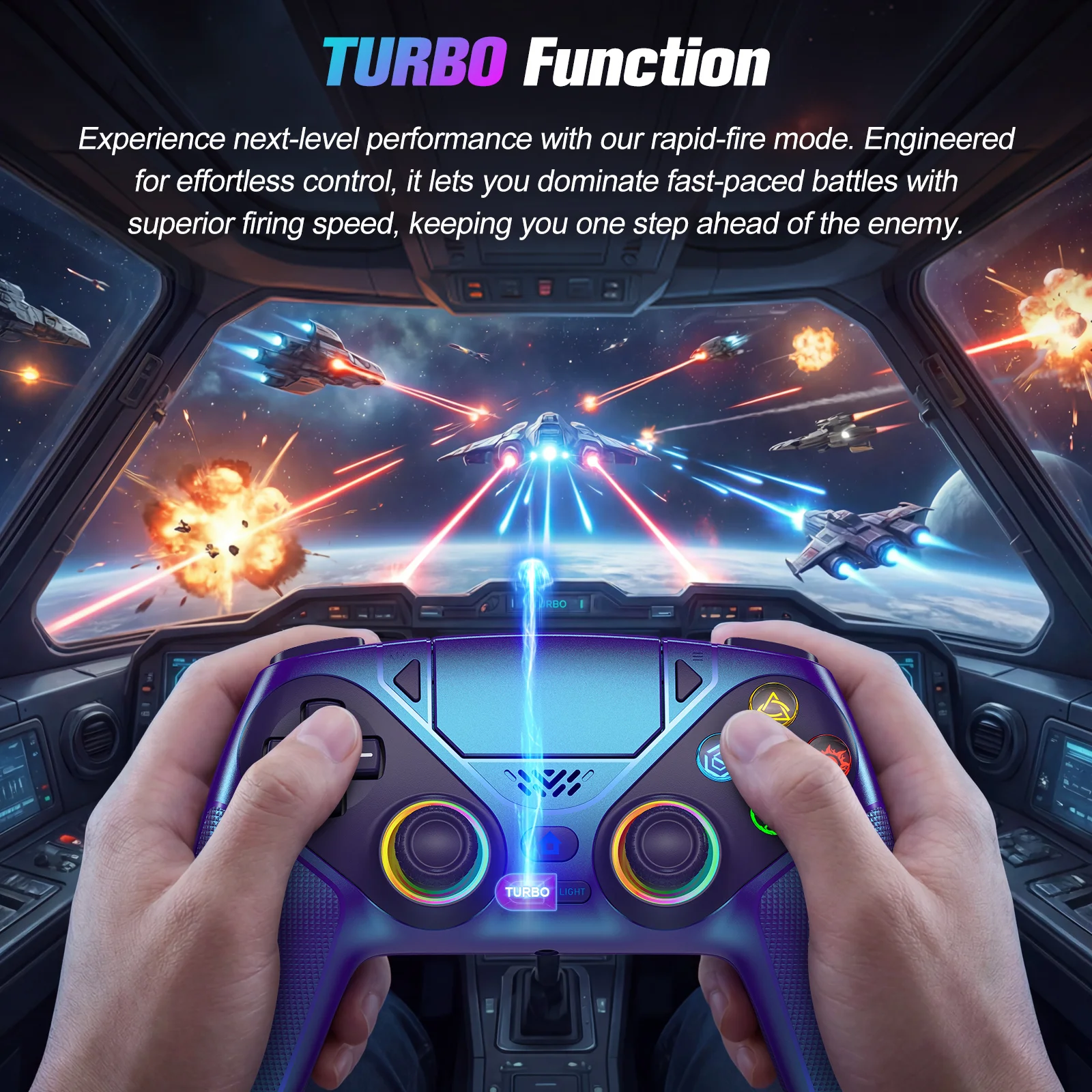 Gamepad RGB For Playstation 5/PS5 Pro/Slim/PC Wireless PS5 Controller Dual Vibration Macro/Turbo Function 3D Game Joystick
