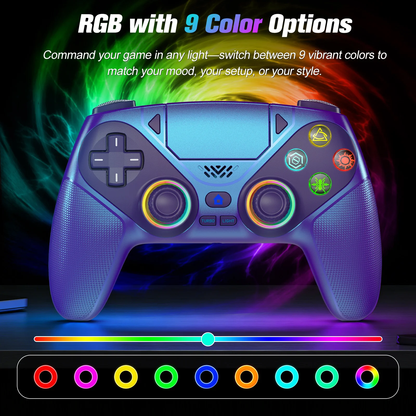 Gamepad RGB For Playstation 5/PS5 Pro/Slim/PC Wireless PS5 Controller Dual Vibration Macro/Turbo Function 3D Game Joystick