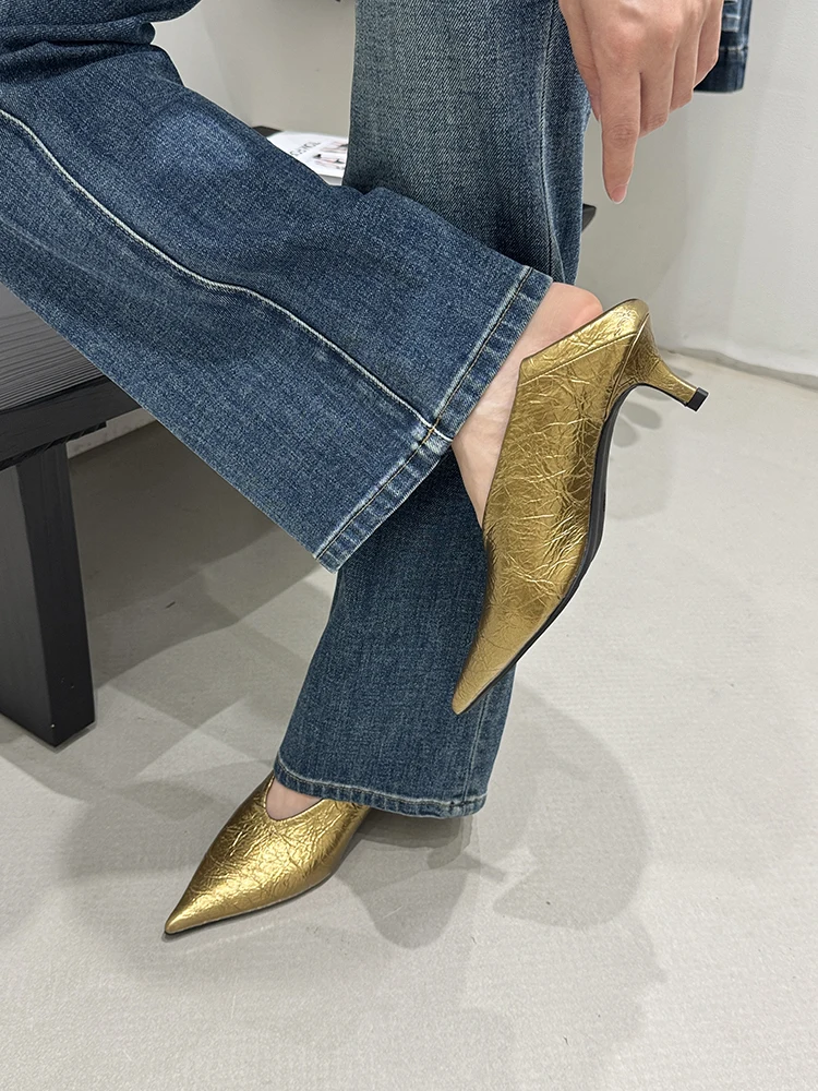 Fashion Pointed Toe Thin Heel Women Office Pumps Shallow Slip On Party Dress Shoes 2026 New Spring Autumn Commuter Footwear