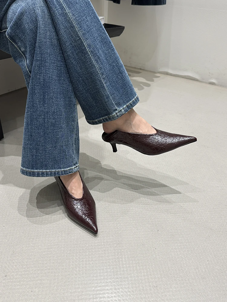 Fashion Pointed Toe Thin Heel Women Office Pumps Shallow Slip On Party Dress Shoes 2026 New Spring Autumn Commuter Footwear