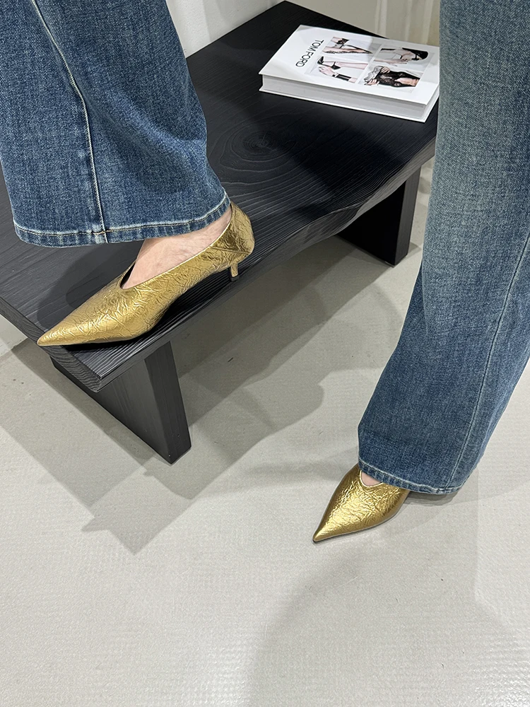 Fashion Pointed Toe Thin Heel Women Office Pumps Shallow Slip On Party Dress Shoes 2026 New Spring Autumn Commuter Footwear