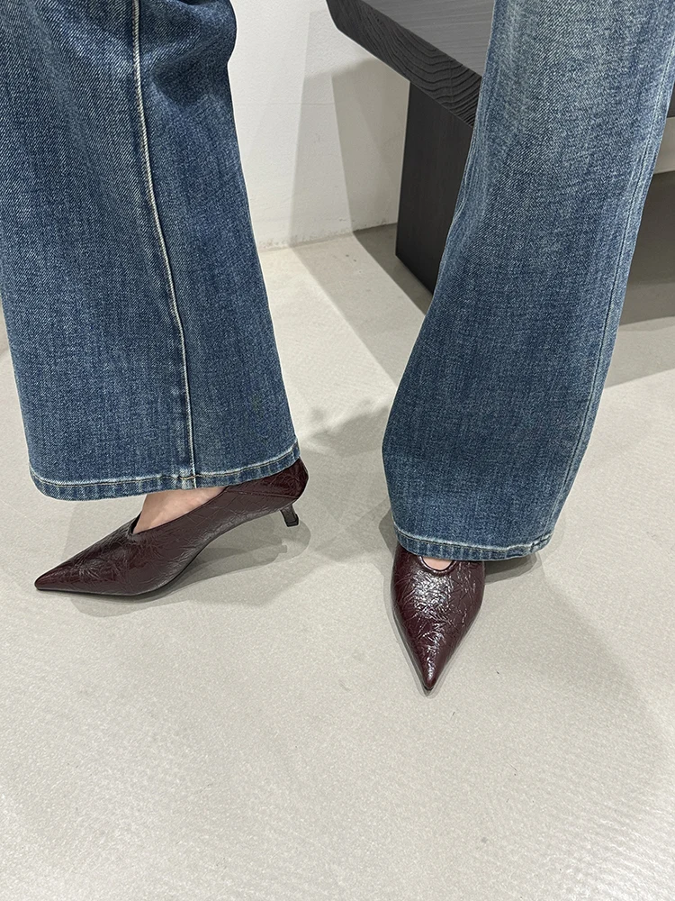 Fashion Pointed Toe Thin Heel Women Office Pumps Shallow Slip On Party Dress Shoes 2026 New Spring Autumn Commuter Footwear
