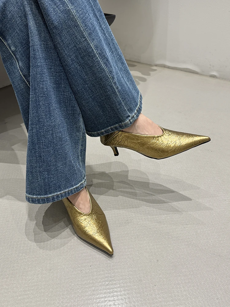 Fashion Pointed Toe Thin Heel Women Office Pumps Shallow Slip On Party Dress Shoes 2026 New Spring Autumn Commuter Footwear