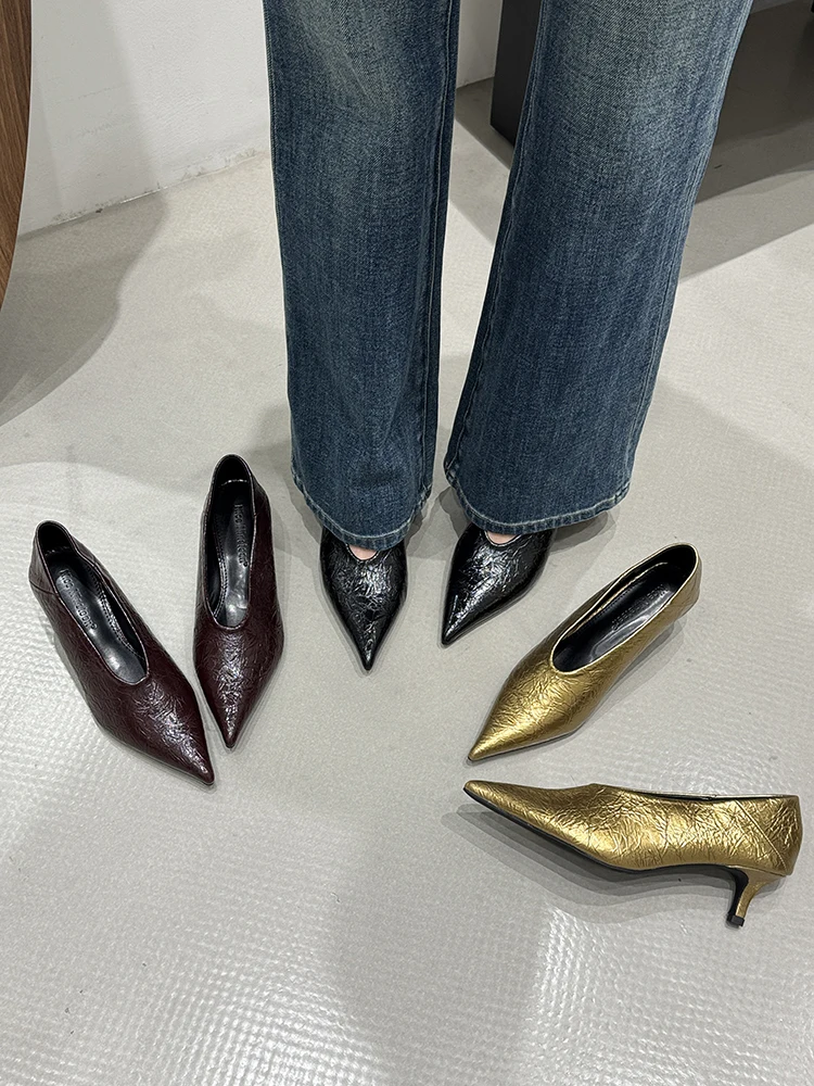 Fashion Pointed Toe Thin Heel Women Office Pumps Shallow Slip On Party Dress Shoes 2026 New Spring Autumn Commuter Footwear