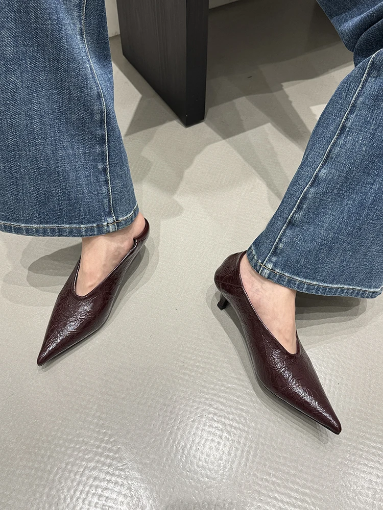 Fashion Pointed Toe Thin Heel Women Office Pumps Shallow Slip On Party Dress Shoes 2026 New Spring Autumn Commuter Footwear