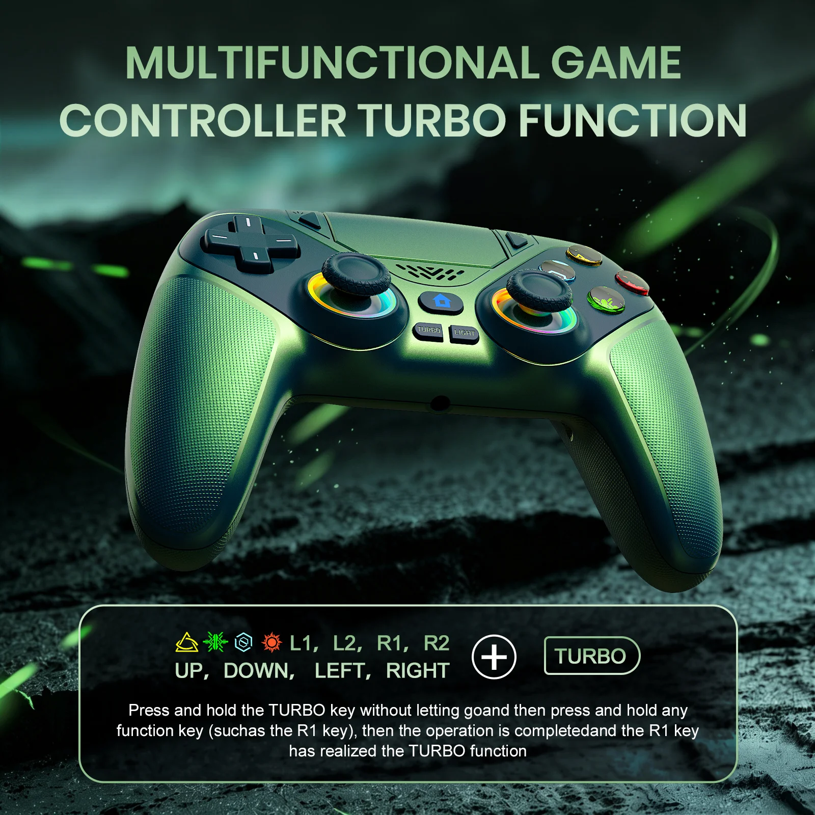 Wireless Controller For Playstation 5 PS5/PS5 Pro/Slim/PC RGB LED Game Joystick Dual Vibration Marco/Turbo Programmable Gamepads