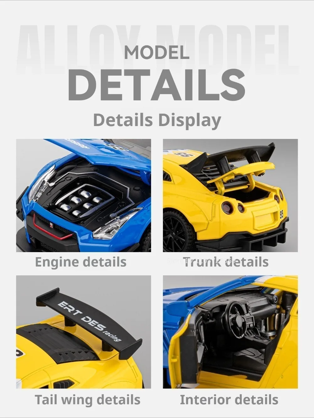 1:32 GTR Panamera Model Sports Car Toys Alloy Diecast Sound Light Doors Opened Exquisite Body Pull Back Collection Supercars