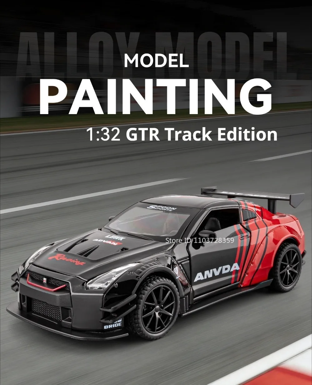 1:32 GTR Panamera Model Sports Car Toys Alloy Diecast Sound Light Doors Opened Exquisite Body Pull Back Collection Supercars
