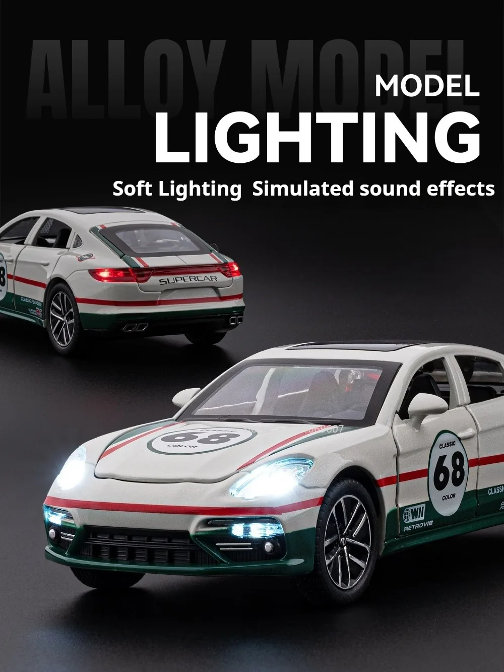 1:32 GTR Panamera Model Sports Car Toys Alloy Diecast Sound Light Doors Opened Exquisite Body Pull Back Collection Supercars
