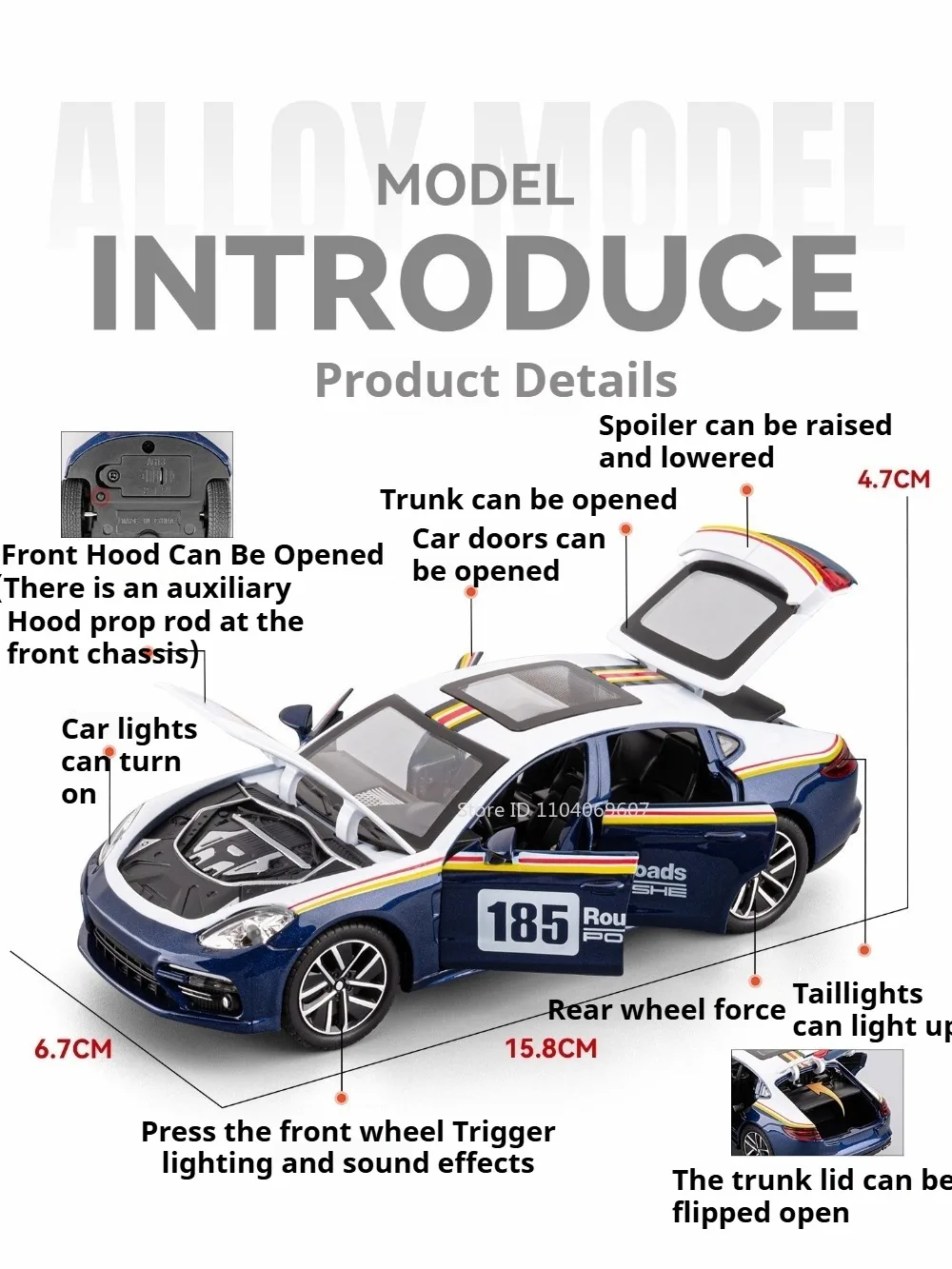 1:32 GTR Panamera Model Sports Car Toys Alloy Diecast Sound Light Doors Opened Exquisite Body Pull Back Collection Supercars