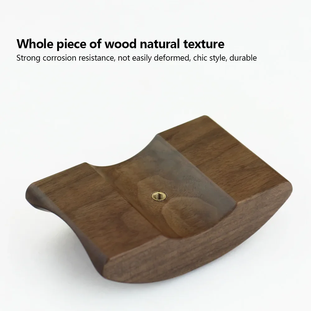 Black Walnut Wood & Aluminum Headphone Stand Nature Walnut Gaming Headset Holder with Solid Metal Base for Table Desk Display