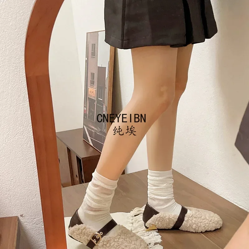Designer Vintage Women Warm Fur Flats Shoes Fashion Shallow Belt Buckle Spring Autumn Ladies Comfort Loafers Shoes