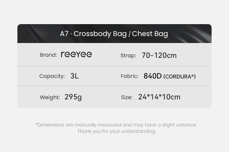 ReeYee 3L/4.5L Sling Chest Bag, Waterproof Cordura Multi-Compartment Crossbody Bag, Versatile Everyday Commute Organizer Pack