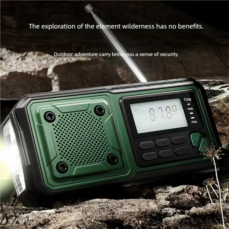 Multifunction Emergency Crank Power Station Radio - FM/AM/SW Portable with Power Bank Camping Torch Reading Lamp - Disaster Prep