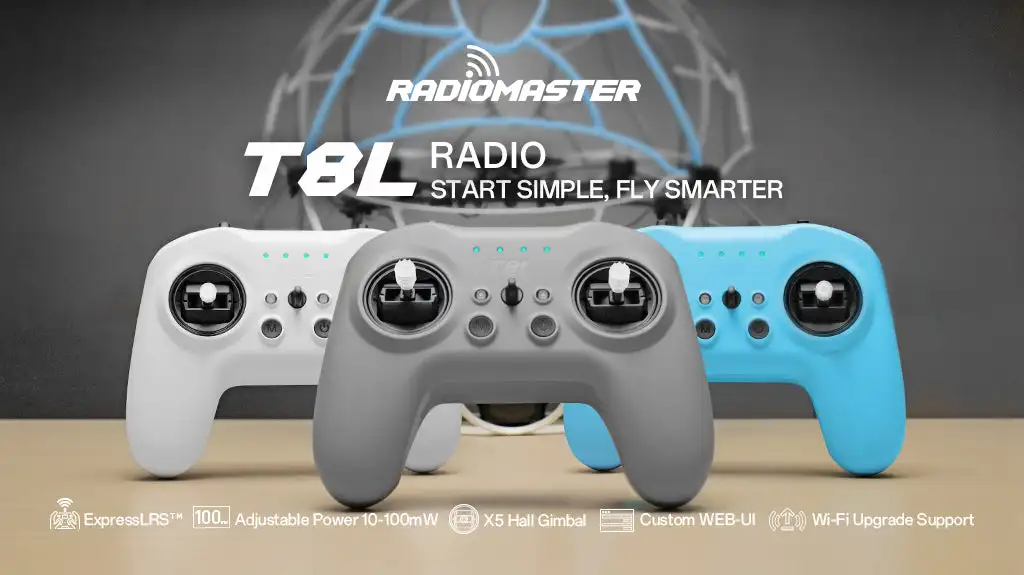 NEW RadioMaster T8L Radio FCC / LBT 2.4G ELRS 10CH Transmitter X5 Hall Gimbal Adjustable Power 10-100mW Wi-Fi Remote Controller