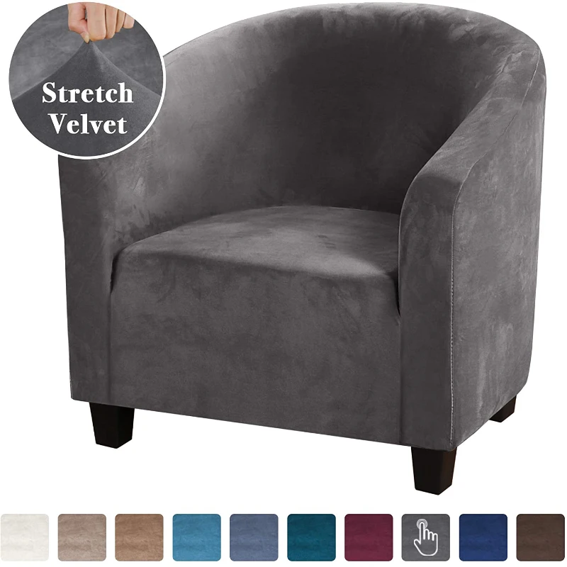 High Stretch Sofa Cover Velvet Tub Chair Cover Skid Resistance Furniture Protector Stretch Fabric Super Soft Couch Slipcover