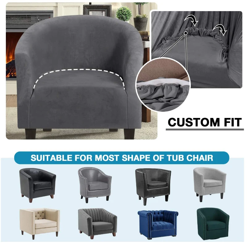 High Stretch Sofa Cover Velvet Tub Chair Cover Skid Resistance Furniture Protector Stretch Fabric Super Soft Couch Slipcover