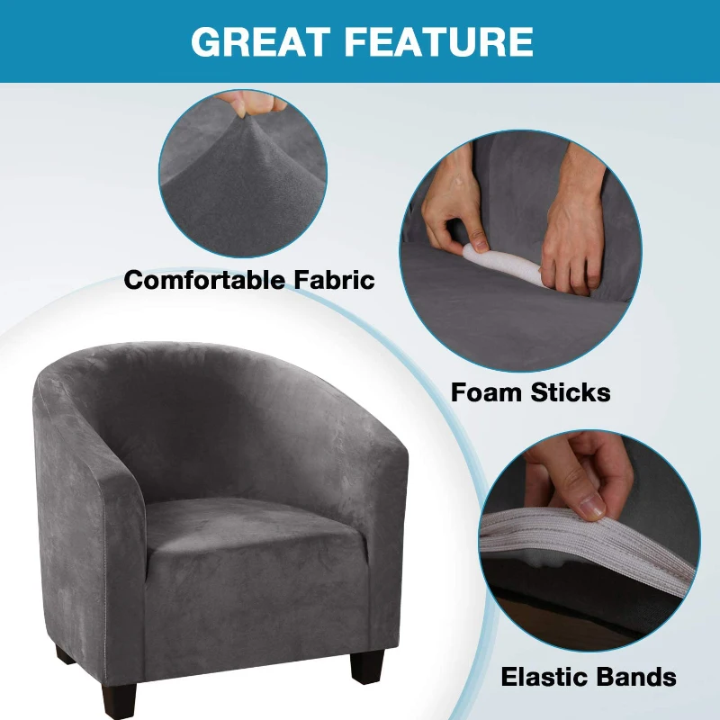 High Stretch Sofa Cover Velvet Tub Chair Cover Skid Resistance Furniture Protector Stretch Fabric Super Soft Couch Slipcover