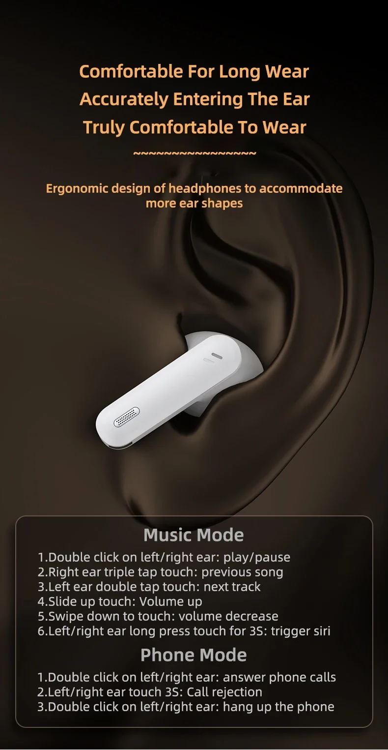 Lenovo LE253 Headphones Wireless Bluetooth 6.0 Earphones TWS HiFi Sound ANC Noise Reduction Gaming Sports Earbuds With Mic