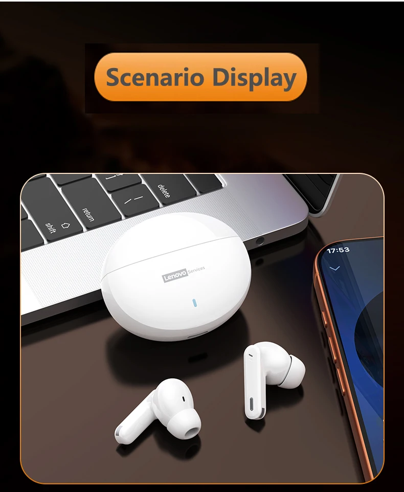 Lenovo LE253 Headphones Wireless Bluetooth 6.0 Earphones TWS HiFi Sound ANC Noise Reduction Gaming Sports Earbuds With Mic