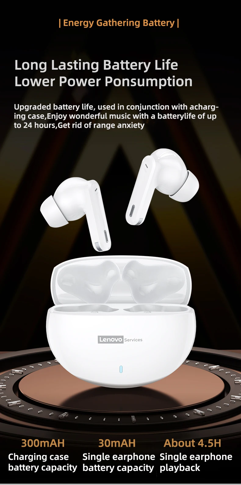 Lenovo LE253 Headphones Wireless Bluetooth 6.0 Earphones TWS HiFi Sound ANC Noise Reduction Gaming Sports Earbuds With Mic