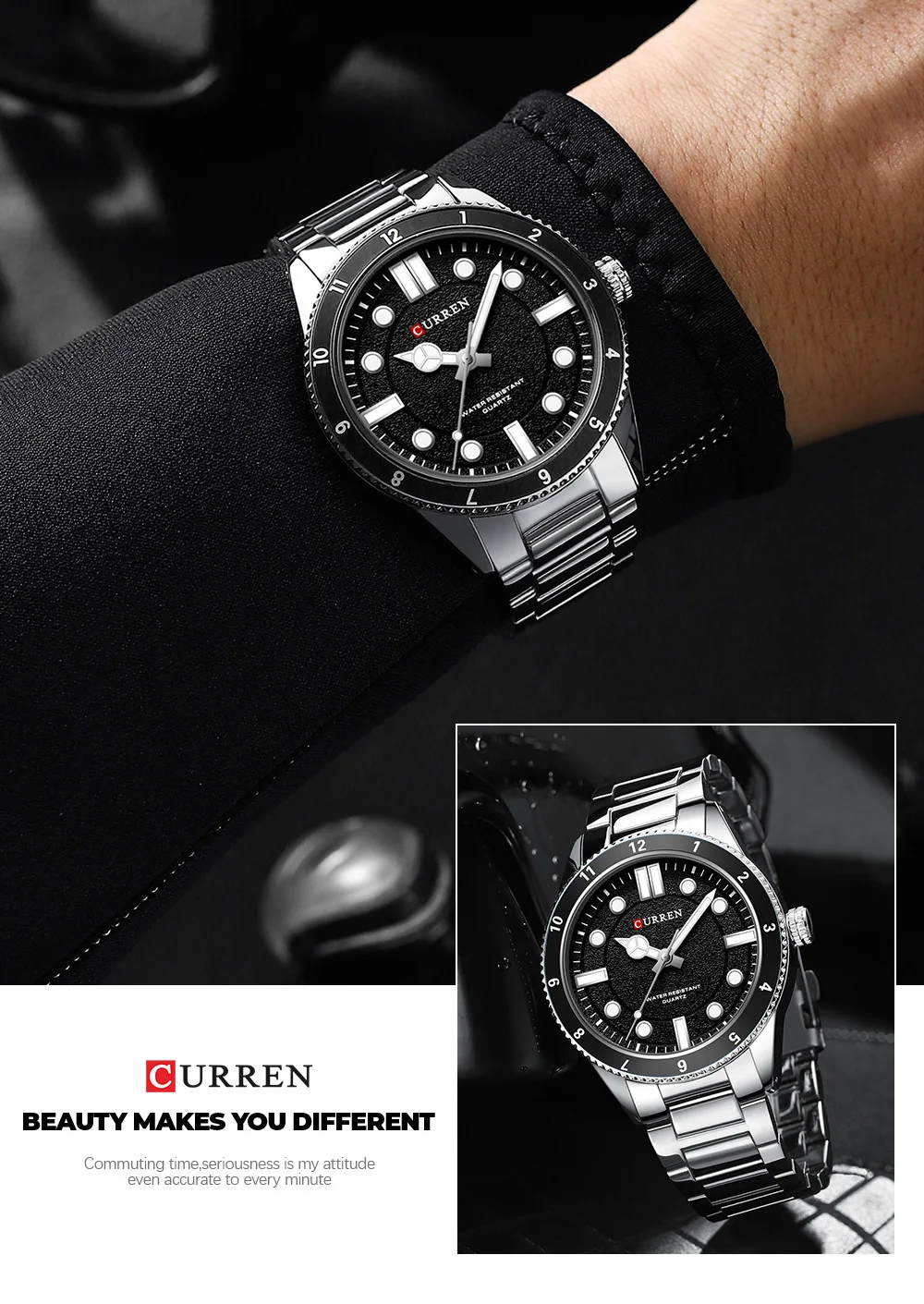 CURREN 8450 Military Sport Watch Men's Night Light Waterproof Steel Strip Quartz Men's Business Leisure Watch Relogios Masculino