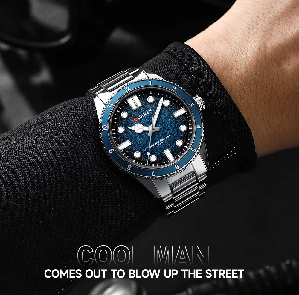 CURREN 8450 Military Sport Watch Men's Night Light Waterproof Steel Strip Quartz Men's Business Leisure Watch Relogios Masculino