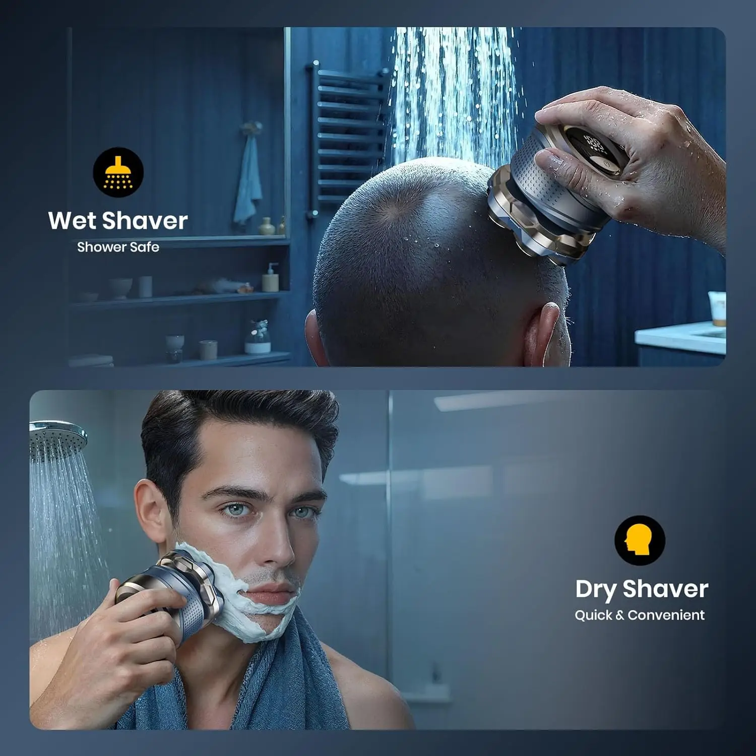 Electric Head Shavers for Bald Men 6D Magnetic Razor Hair Trimmer Rechargeable LED Display Waterproof Beard Shavers Hair Cutting