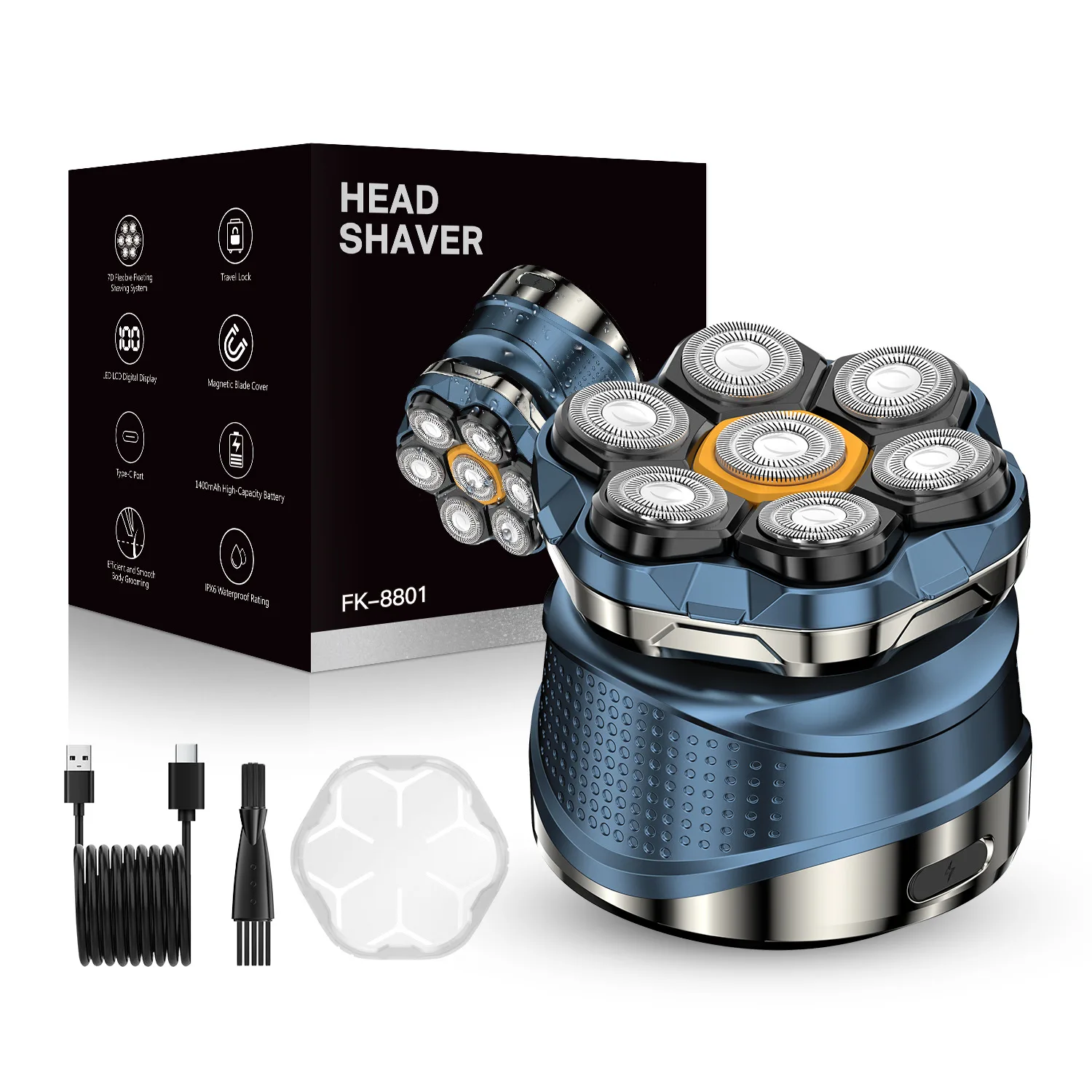 Electric Head Shavers for Bald Men 6D Magnetic Razor Hair Trimmer Rechargeable LED Display Waterproof Beard Shavers Hair Cutting