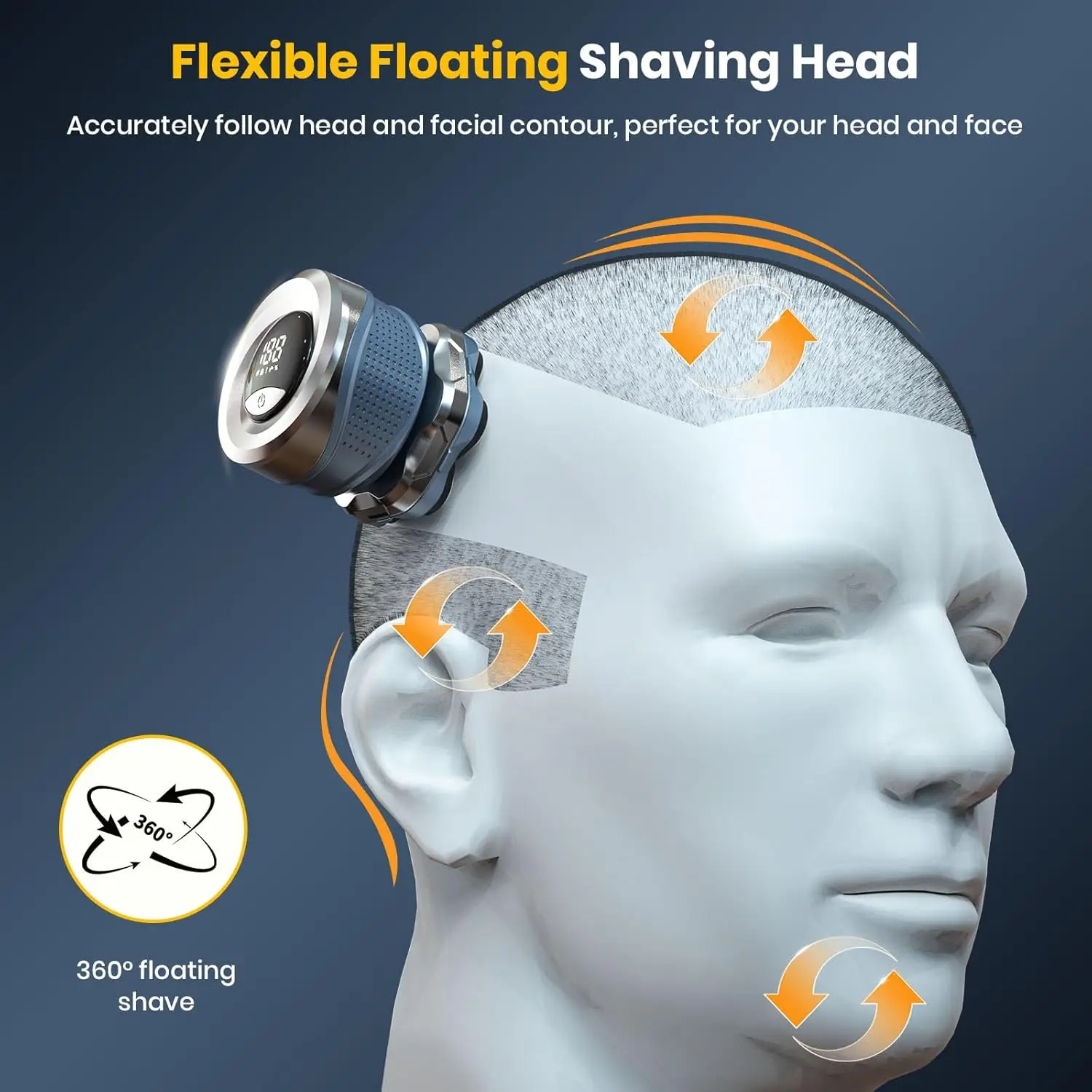 Electric Head Shavers for Bald Men 6D Magnetic Razor Hair Trimmer Rechargeable LED Display Waterproof Beard Shavers Hair Cutting
