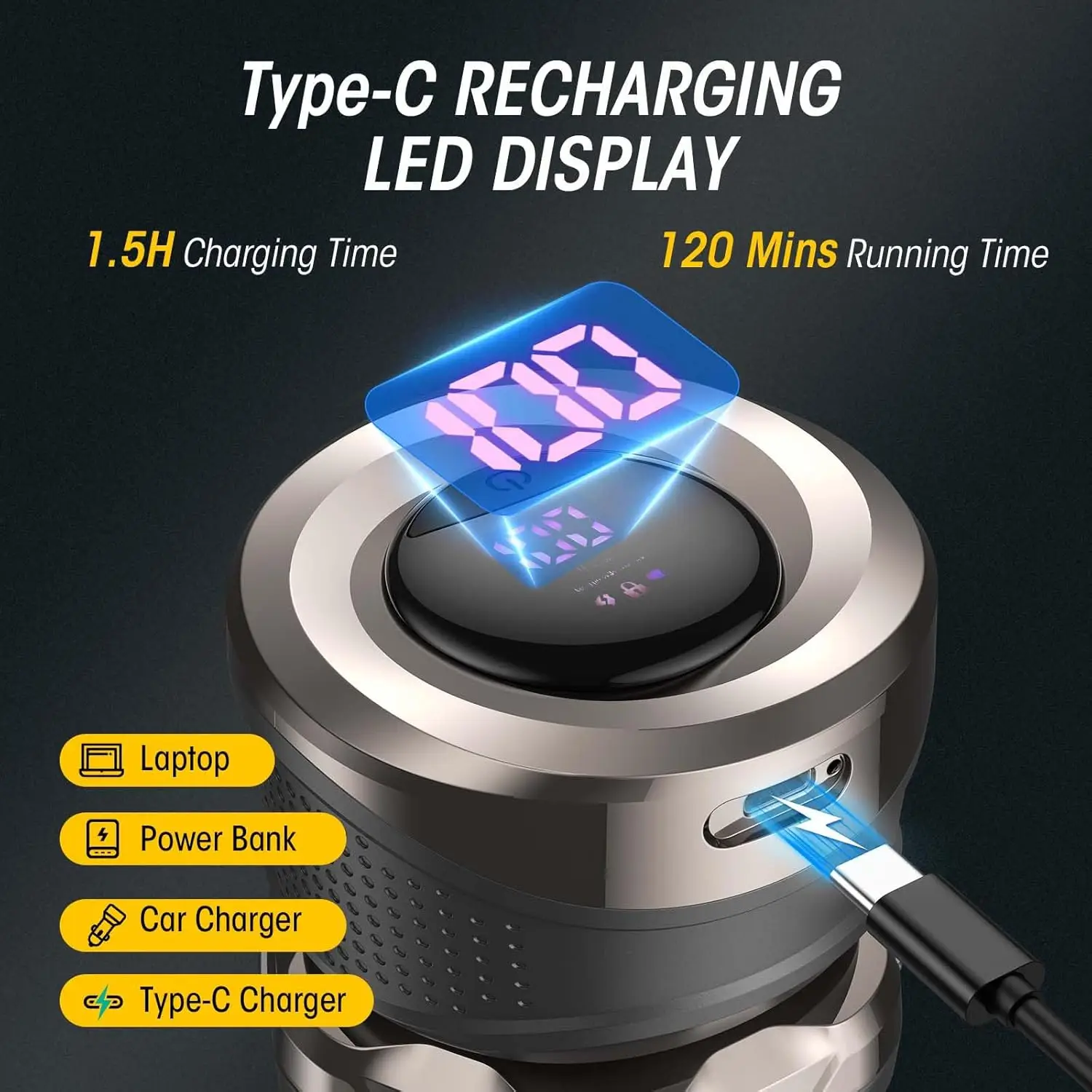 Electric Head Shavers for Bald Men 6D Magnetic Razor Hair Trimmer Rechargeable LED Display Waterproof Beard Shavers Hair Cutting