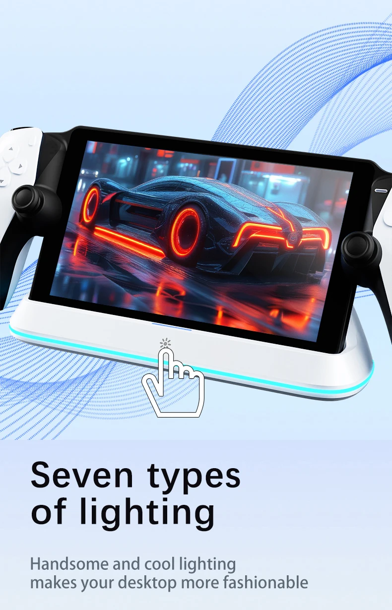 HONCAM Magnetic Connect Station for PlayStation Portal 7 RGB Light Modes Console Charger Stand W Tri-Protection Safety Charging