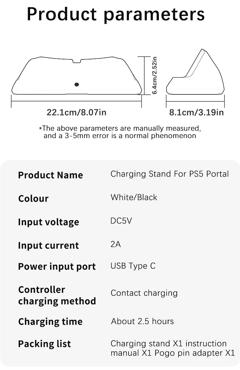 HONCAM Magnetic Connect Station for PlayStation Portal 7 RGB Light Modes Console Charger Stand W Tri-Protection Safety Charging