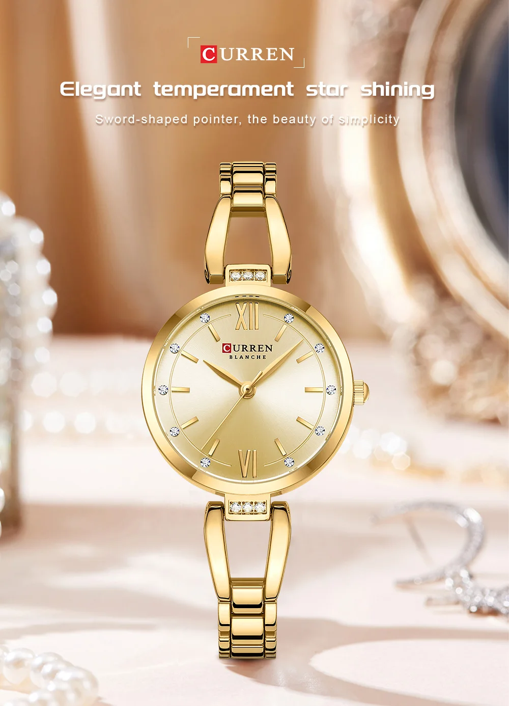 CURREN 9092 Women's Stainless Steel Quartz Watch Luxury and Elegant Watch Business Women's Bracelet Watches Relojes De Mujer