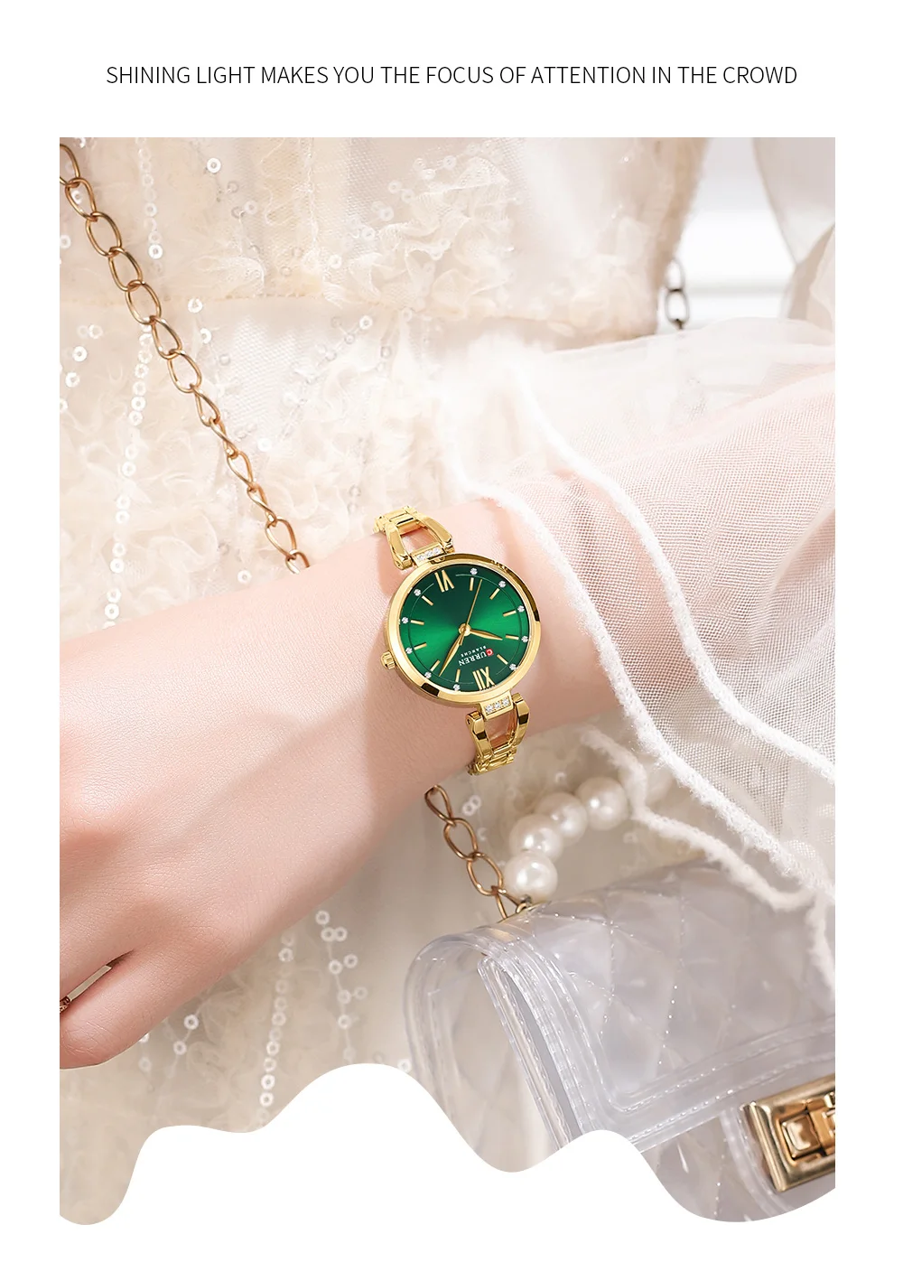 CURREN 9092 Women's Stainless Steel Quartz Watch Luxury and Elegant Watch Business Women's Bracelet Watches Relojes De Mujer