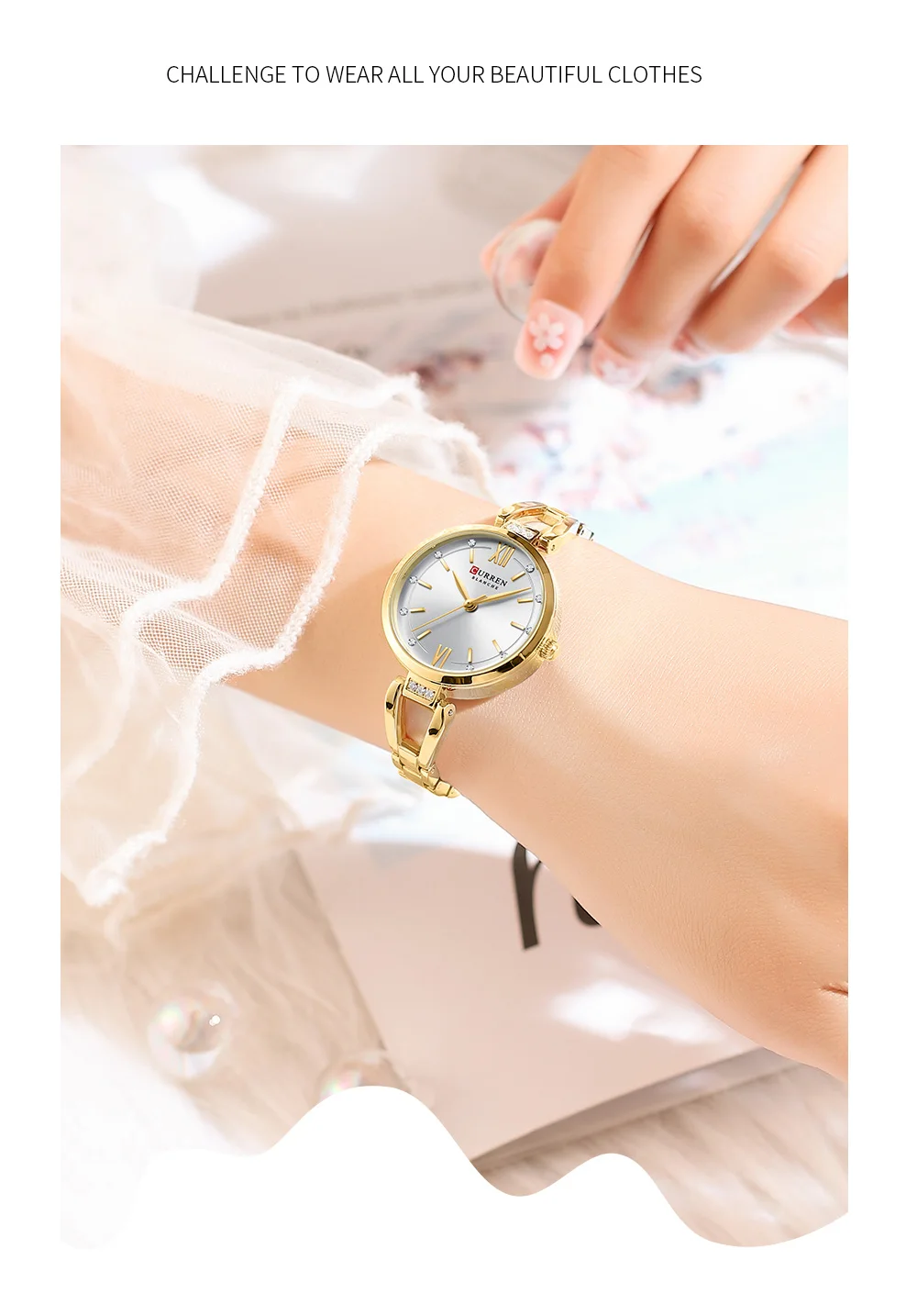 CURREN 9092 Women's Stainless Steel Quartz Watch Luxury and Elegant Watch Business Women's Bracelet Watches Relojes De Mujer