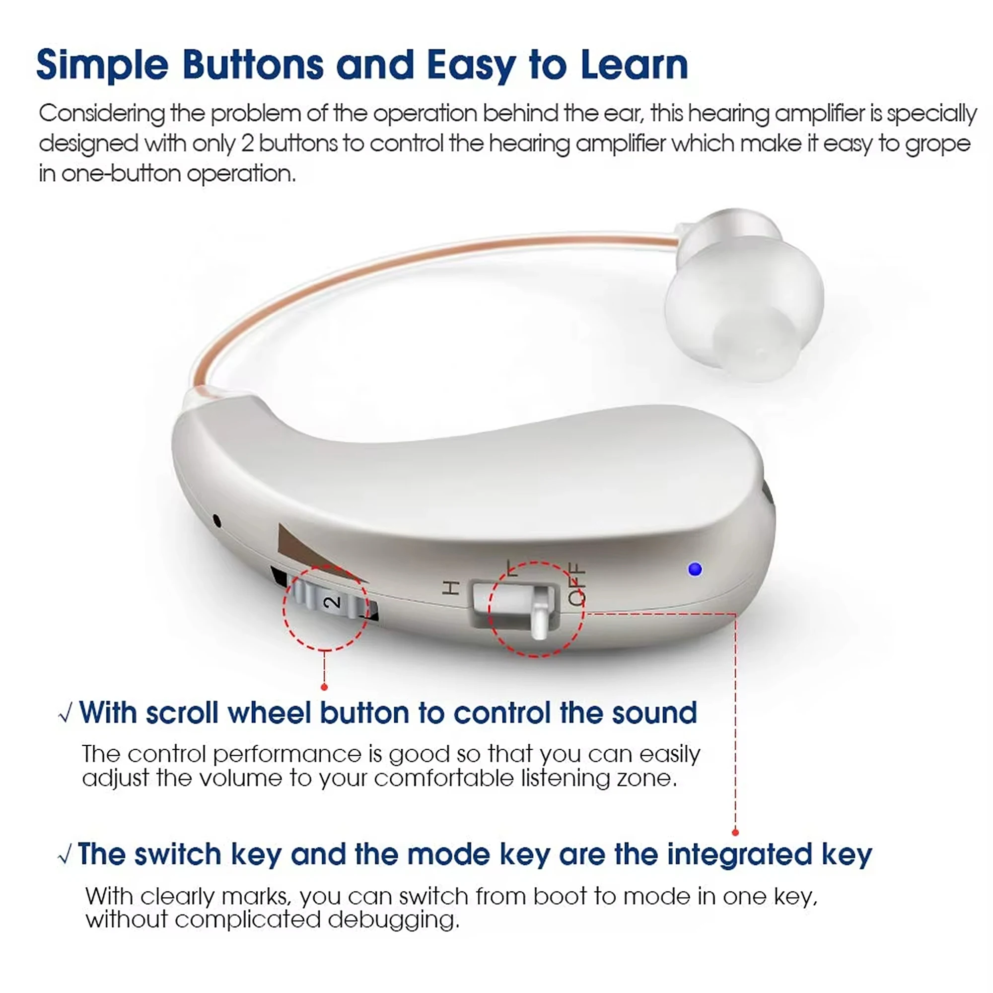 Hearing Aids Rechargeable Digital Hearing Amplifier for Seniors and Adults, Ergonomics Design Aid Hearing with Perfected
