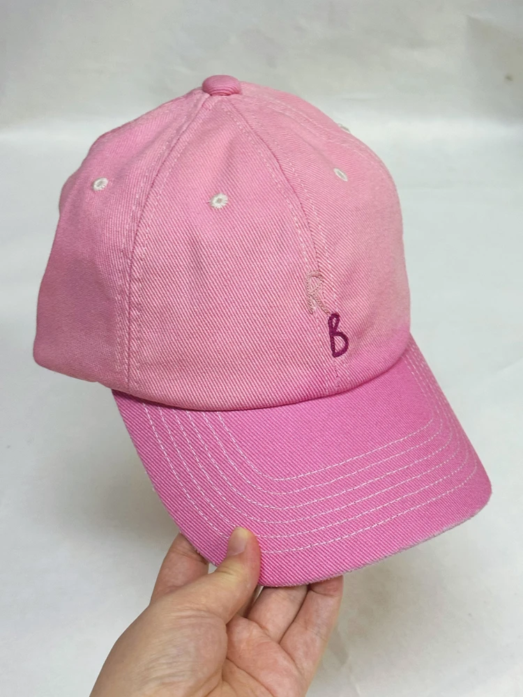 Casual Monogram Cotton Baseball Cap for Men and Women Hand-Dyed Soft Fabric Dad Hat with Hand-Embroidered Letters