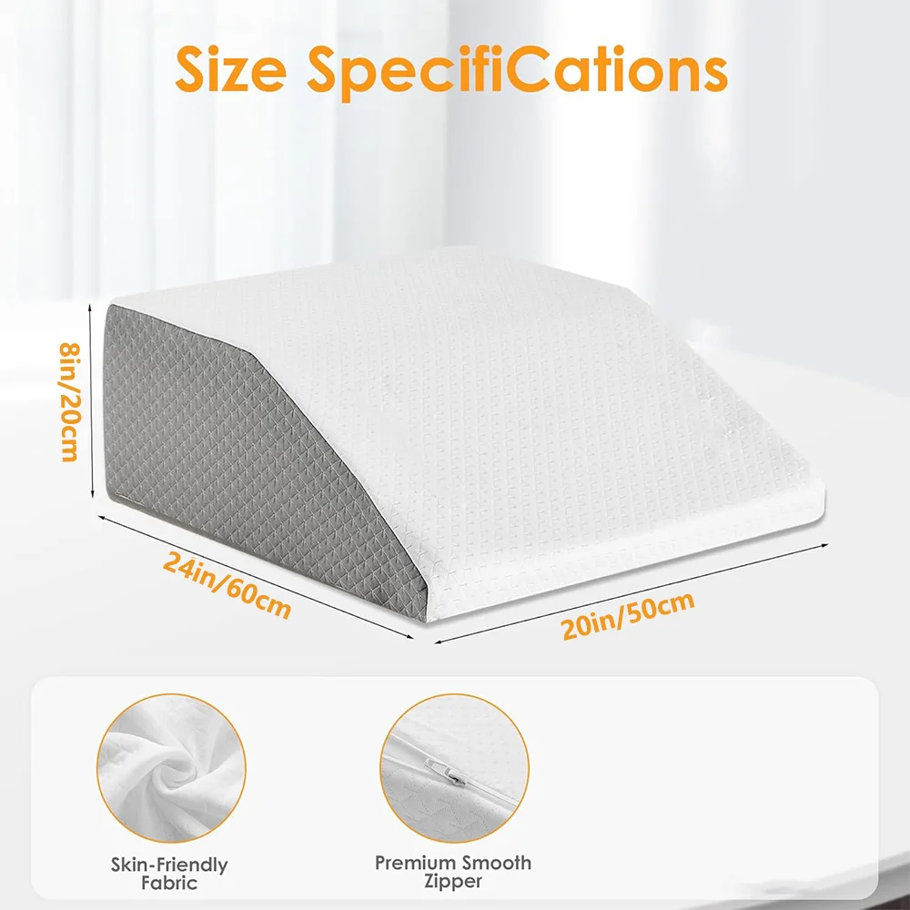 Leg Pillow, 8inch Leg Elevating Pillow for Legs,Rest, Sleeping,Leg Wedge Pillow for Side Sleeping, Memory Foam Leg Wedge Pillow