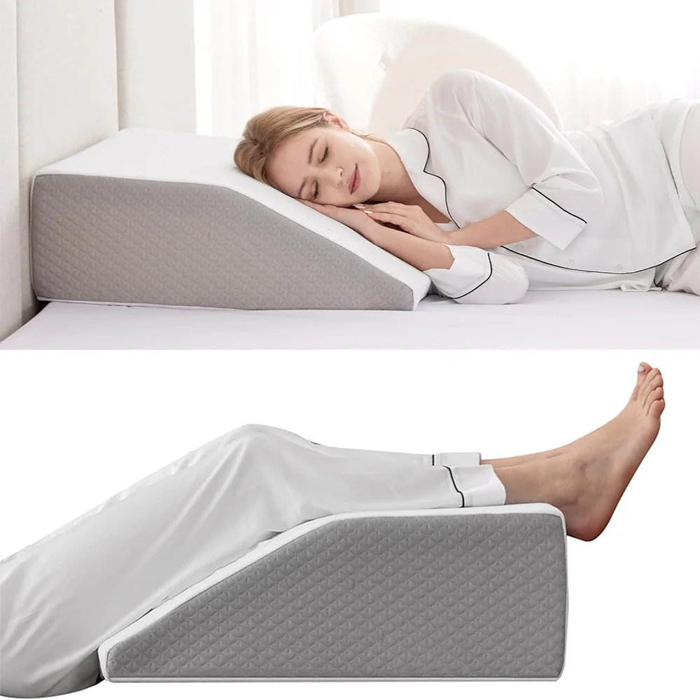 Leg Pillow, 8inch Leg Elevating Pillow for Legs,Rest, Sleeping,Leg Wedge Pillow for Side Sleeping, Memory Foam Leg Wedge Pillow