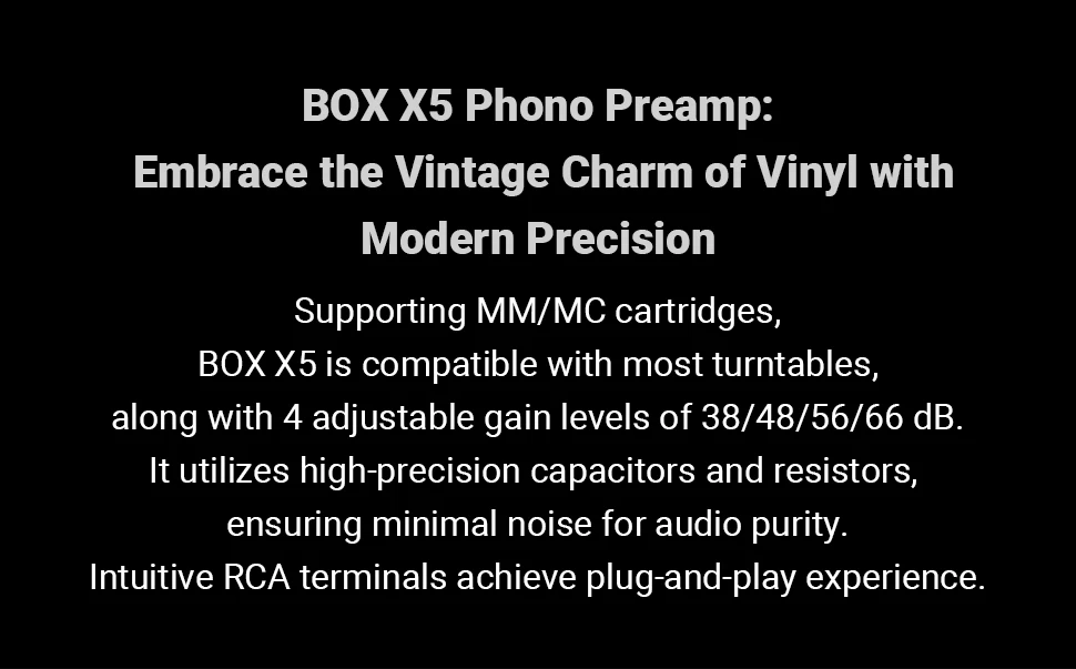 Fosi Audio BOX X5 HIFI Phono Preamp, Mini Preamplifier Home Audio for MM/MC Cartridge Turntable RIAA Preamplifier Compact with V